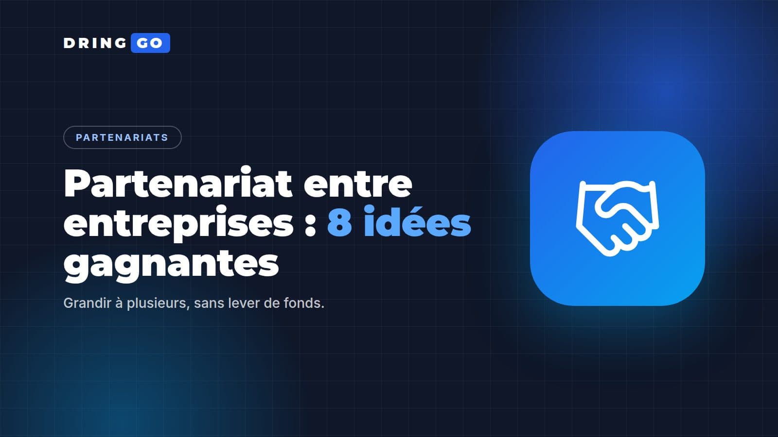 Partenariat entre entreprises : 8 idées gagnantes, illustration DRINGGO avec une poignée de main